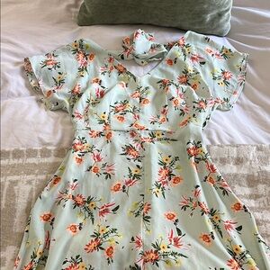 Ann Taylor Factory Floral Midi Dress - Mint Green and Multicolor